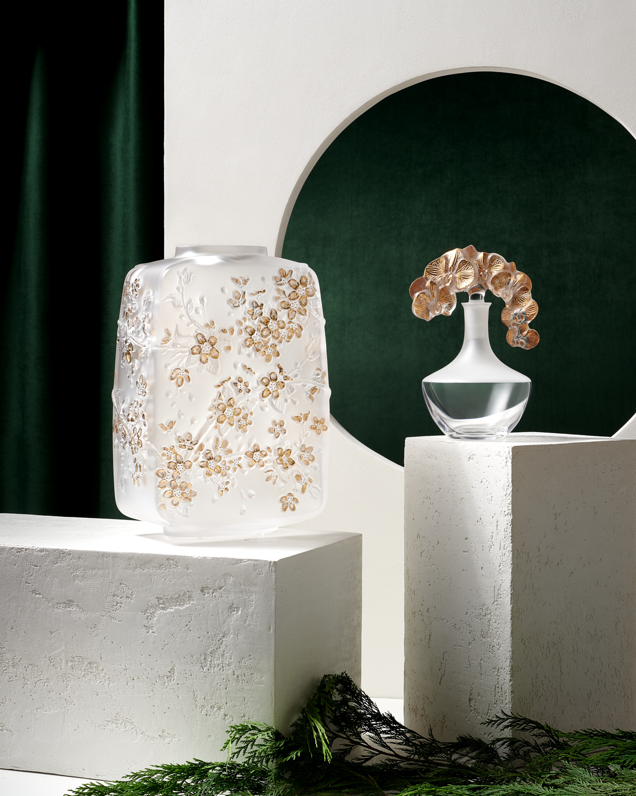 Lalique Vase and Votive
